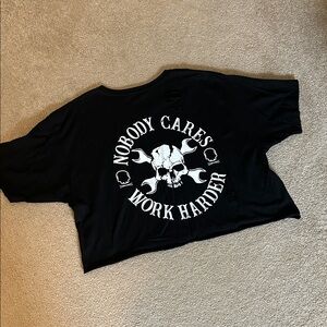 Drive clothing distressed holey Black Graphic Tee with Skull Design